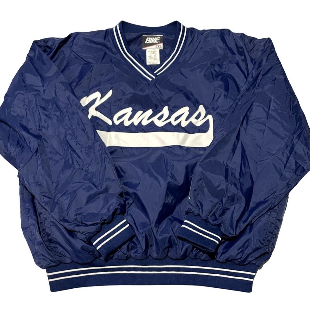 KANSAS BLUE PULLOVER WINDBREAKER SIZE 2XL | V1